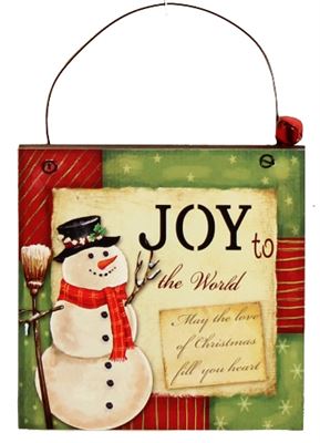 Joy to the World Wooden Plaque Hanger with Bell